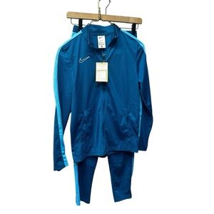 Nike Blue Tracksuit with Light Blue Stripes and Teal Color  NWT Dri Fit Large